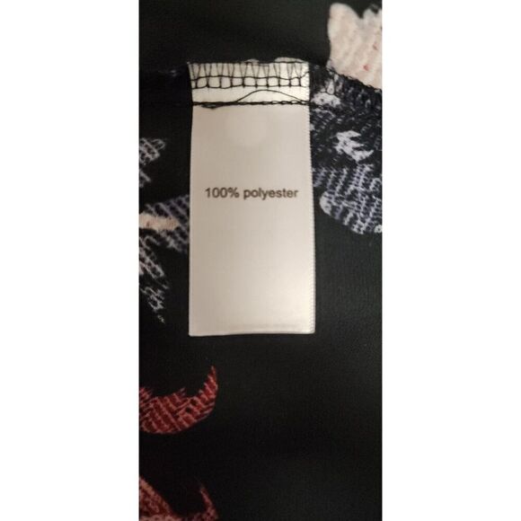 Maurices Floral 3/4 Sleeve V Neck Criss Cross Sheer Chiffon Black Blouse Size XS - Picture 8 of 8